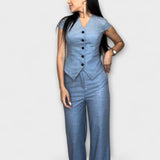 Ivy - Schickes V-Ausschnitt-Top und Hosen-Set