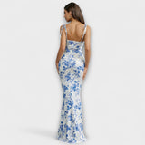 Thalia - Floral Print Prom Dress mit gebundenen Schulterträgern
