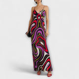 Daphne - Maxi-Kleid im Marmor-Druck