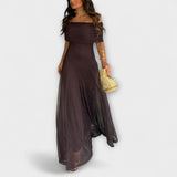 Meadow - Toledo Ein-Schulter Mesh Maxi Kleid