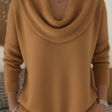 Rahel | Weicher Strickpullover mit Wasserfallkragen