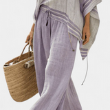 Corinne | Elegantes Off-Shoulder-Leinen-Set