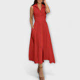 Mira - Auffälliges, einreihiges Midi-Kleid mit Bindedetail