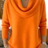 Rahel | Weicher Strickpullover mit Wasserfallkragen