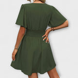 Winslet - Kleid mit geraffter Taille und V-Ausschnitt