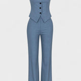 Doris | Blaues Bustier-Set