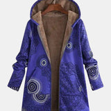 Luna – Marineblauer Fleece-Kapuzenpullover mit Mandala-Muster