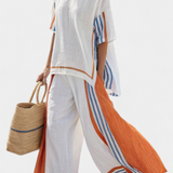 Martina | Elegantes gestreiftes Leinen-Set