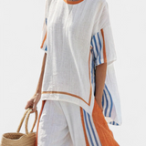 Martina | Elegantes gestreiftes Leinen-Set