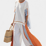 Martina | Elegantes gestreiftes Leinen-Set