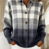 Agnes | Graue Ombré-Karostrickjacke mit Knöpfen