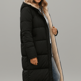 Amelia Laurent | Longline-Steppmantel mit Kapuze