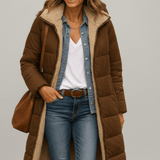 Amelia Laurent | Longline-Steppmantel mit Kapuze